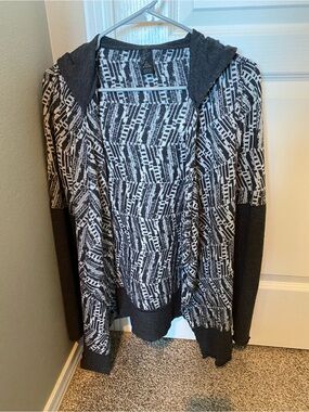 Prana lightweight Abstract dark and light gray Hooded Cardigan